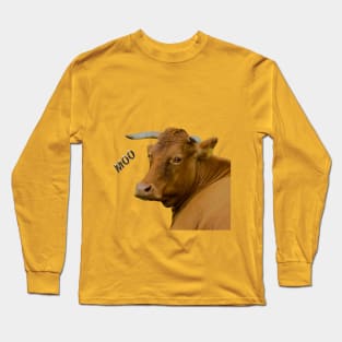 Moo! Cute an fun cow portrait Long Sleeve T-Shirt